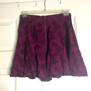 Red/Purple Skirt with Black Rose Pattern